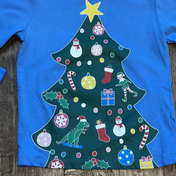 Mini Boden Bluebell Blue Christmas Tree Glow In The Dark Tee 6-7 - Picture 2 of 7